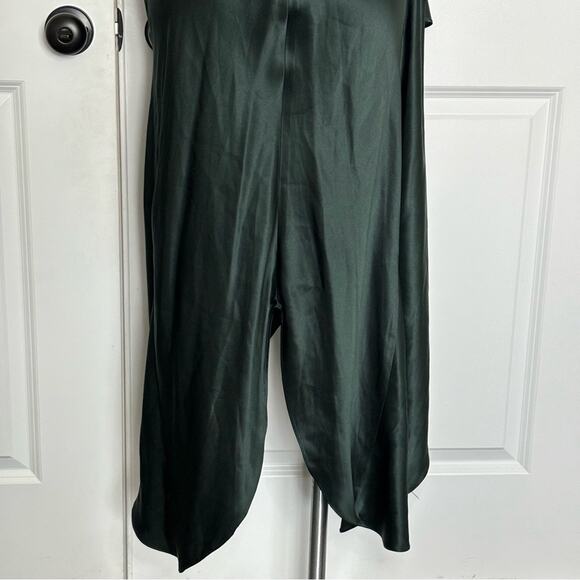 NWT Hatch Flutter Cami Slip Ruffle Silk Midi Dress Dark Green P One Size Petite - Picture 8 of 10